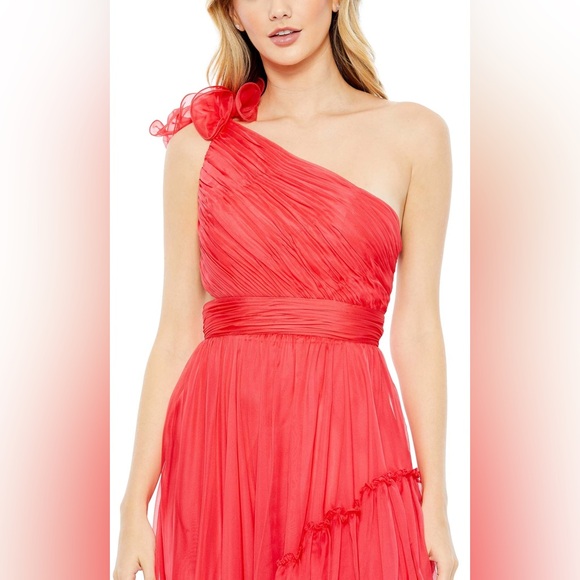 Mac Duggal One Shoulder Ruffle Cut Out Asymmetrical High-Low Gown 67989 - Picture 4 of 11